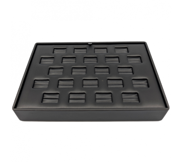 Steel Grey Flat Stackable Slot  22-Rings Tray,  9" x 6" x 1 1/2"H